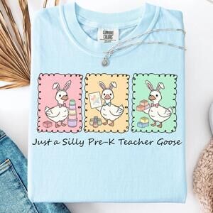 Preschool Teacher Goose Easter T-Shirt, Daycare Provider Easter Shirt